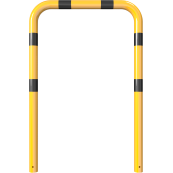 Anti-nudge hoop | steel tube  76 mm | yellow / black | total width: 1000 mm | height above ground: 1150 mm | for casting in concrete